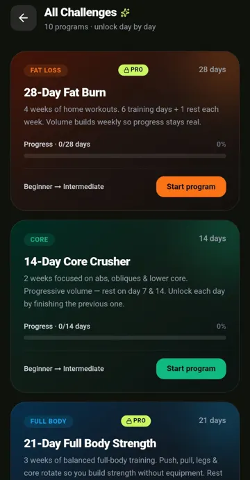 BeFit app screen 2